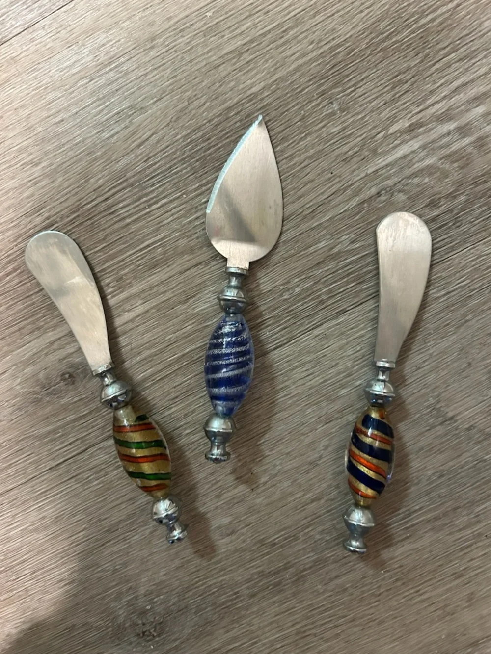 Set of Three Murano Glass Cheese Spread Knives